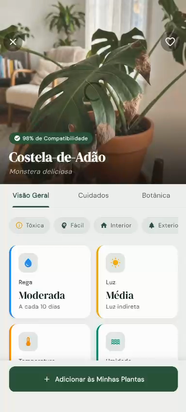 Bloom plant detail page for Monstera deliciosa with complete care guide