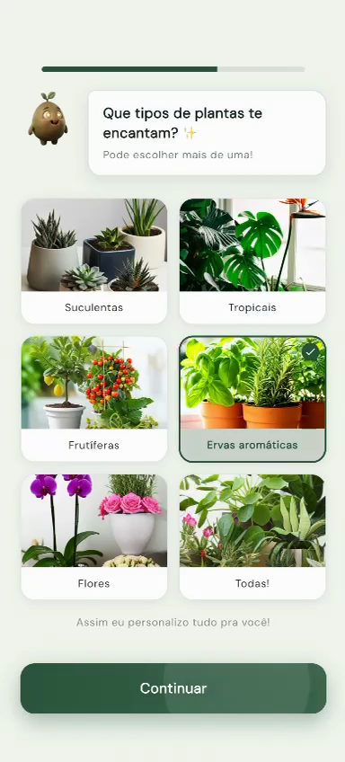Grid com tipos de plantas no Bloom