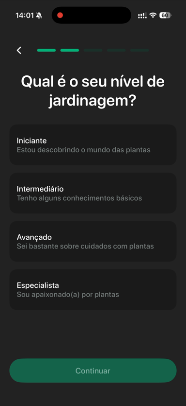 Pergunta de nível de jardinagem no Planto