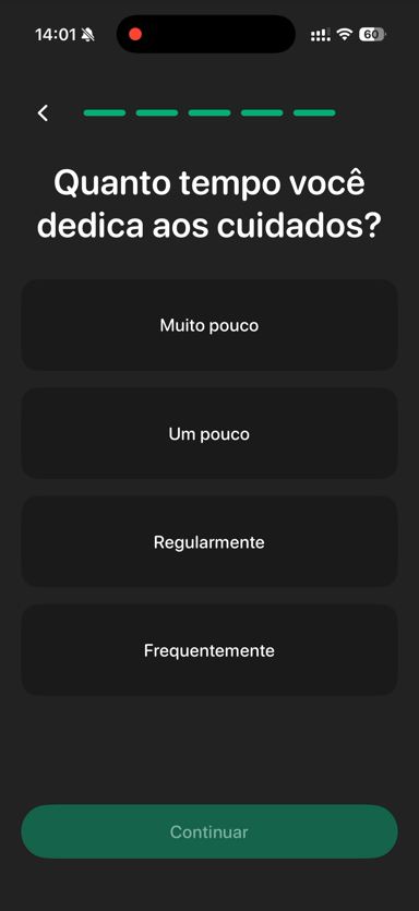 Tempo dedicado às plantas no Planto