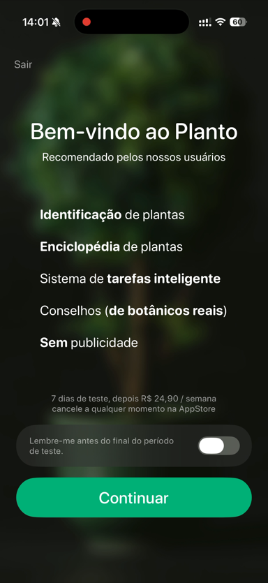Tela de assinatura do Planto
