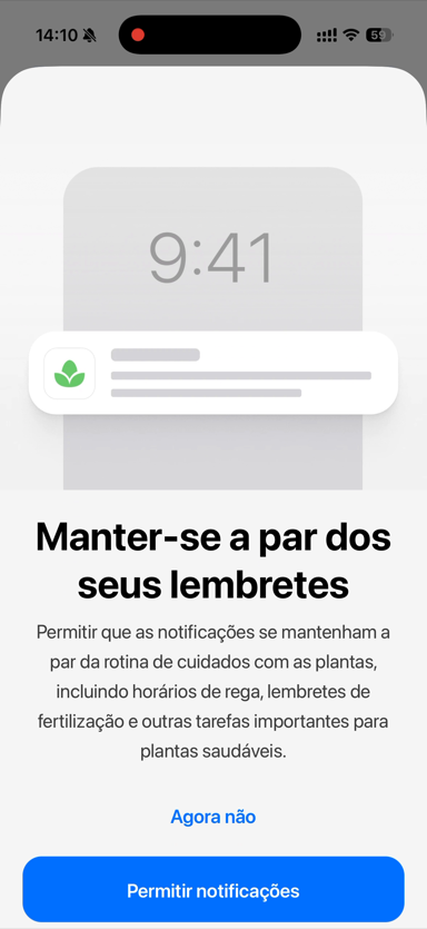 Tela explicando porque ativar avisos no Plantapp