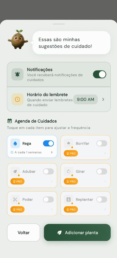 Configuração dos lembretes no Bloom