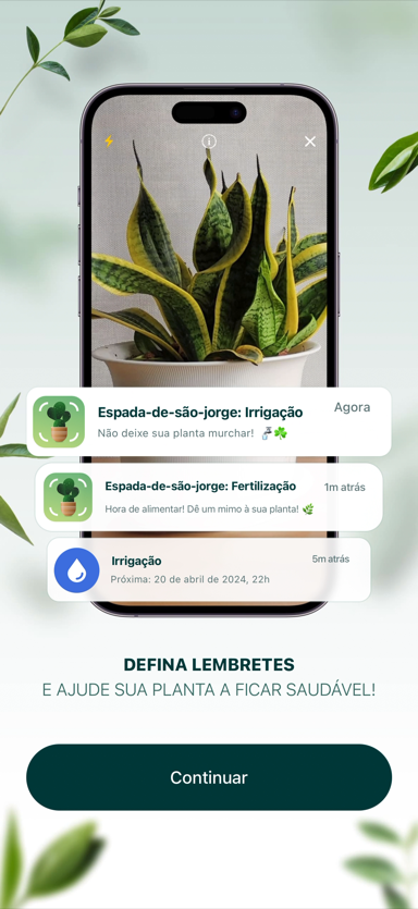 Tela de lembretes do Plantum