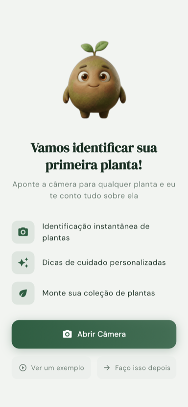 Tela convidando a identificar a primeira planta no Bloom