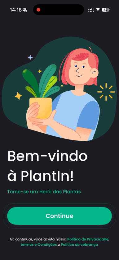 Tela de boas-vindas do Plantin