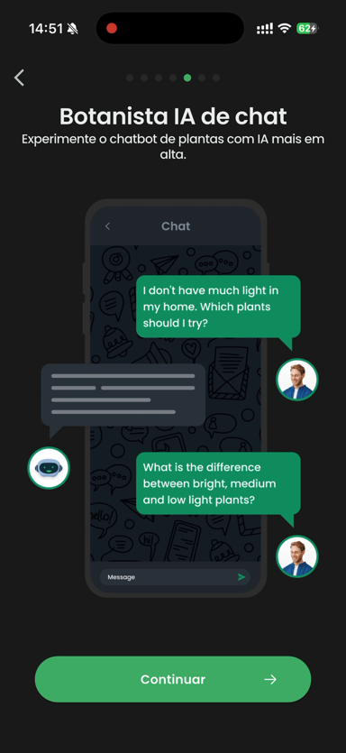 Tela do chat de plantas do Plantiary