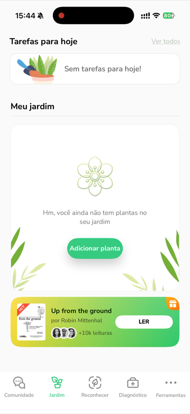 Tela inicial do PlantMe